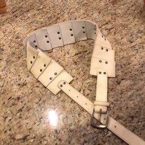 Anthropologie Genuine leather cream w/ brass belt